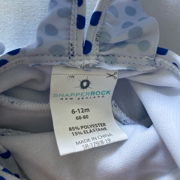 Snapper Rock 6-12 Month Blue White Polka Dot Bathing Suit - Picture 4 of 4